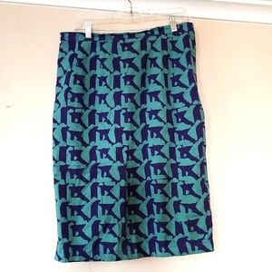 Stylish Blue and Green Pencil Skirt